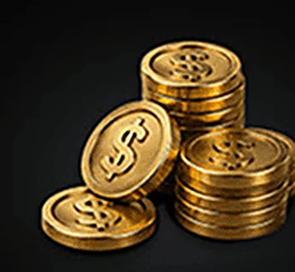 Tumpukan koin emas bergambar dolar dari panel VIP resmi d06