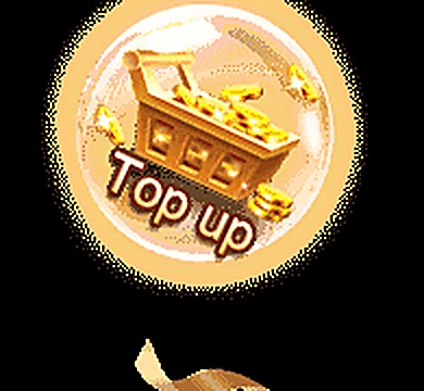 Gelembung kaca d06 berisi peti emas dengan label Top up